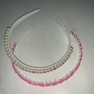 Vintage pearl and pink flower headbands